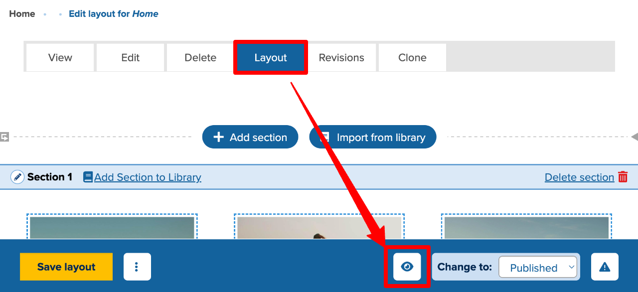 Instructions for locating the Preview Content toggle located in the control panel at the bottom of the screen.
